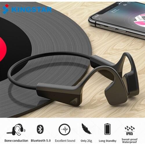 KINGSTAR Bone Conduction Headphones Bluetooth Wireless Sports Earphone Stereo IP56 Running Hands-free Headset with Microphone