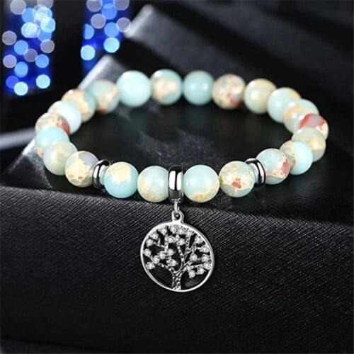 Crystal Life Tree Beaded Bracelets For Women Men Natural Stone Healing Bracelet Bangles Jewelry