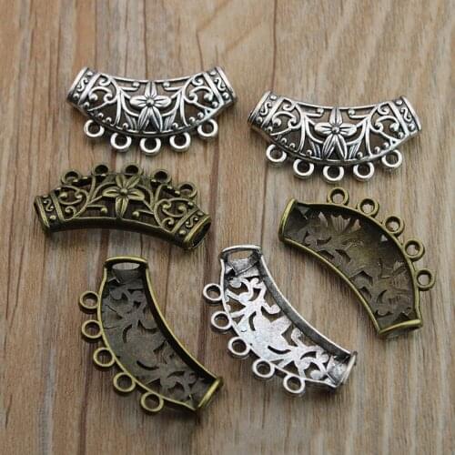 10pcs 38x17mm Hollow Flower Charm Bail Beads Pendant Clip Clasp Connectors for Necklace Jewelry Making Accessories