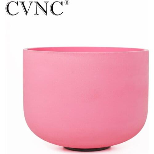 CVNC 8 Inch Chakra Pink Frosted Quartz Crystal Singing Bowl 432Hz C/D/E/F/G/A/B Note for Meditation Sound Healing Meditation