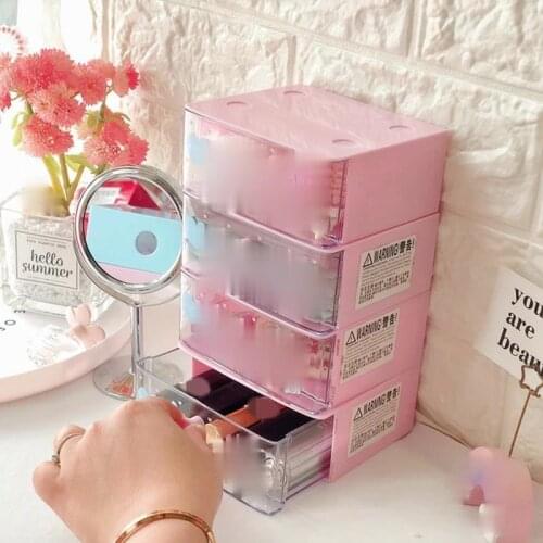 Creative Cosmetic Box Cartoon Star Cute Drawer Storage Makeup Case Girls Kawaii Desktop Plastic Organizer