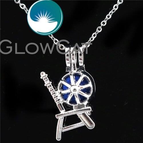 K662 Alloy Spinning Wheel Locket Necklaces Finding Cage Essential Oil Diffuser Pearl Cage Locket Necklaces Jewelry Wholesale