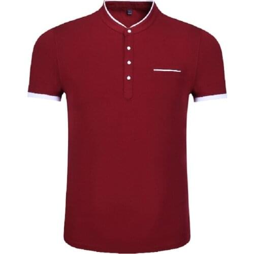 T-Shirt Male Mandarin Collar Short Sleeve Tee Shirt Men 2020 Spring Summer Top Men Brand Clothing Slim Fit Cotton Boyfriend Gift