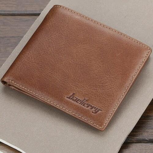 Genuine Leather Mens Short Wallet European and American Thin Multi-card Position Drivers License Change Wallet Youth Wallet