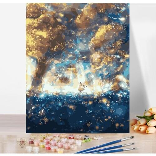 Diy Paint By Number Kit For Adults Kids Abstract Sky Painting Color Decorate The Living Room Dining Room 40x50cm Plank Frame