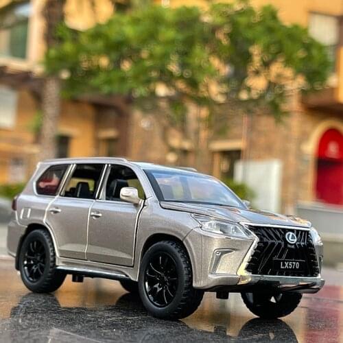 New 1:32 Lexus LX570 Alloy Pull Back Car Model Diecast Metal Toy Vehicles With Sound Light 6 open Doors For Kids gift