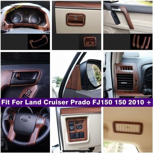 Wood Grain Look Roof Air AC / Head Lights / Steering Wheel Cover Trim Fit For Toyota Land Cruiser Prado FJ150 150 2010 - 2020