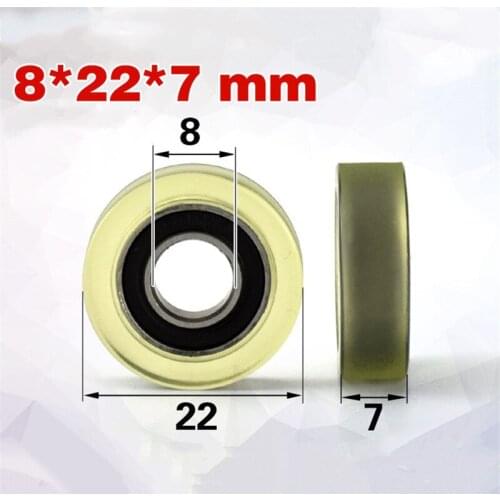 [PU0822-7] 8*22*7mm polyurethane PU 688RS ball bearing TPU rubber soft low noise door roller wheels pulley