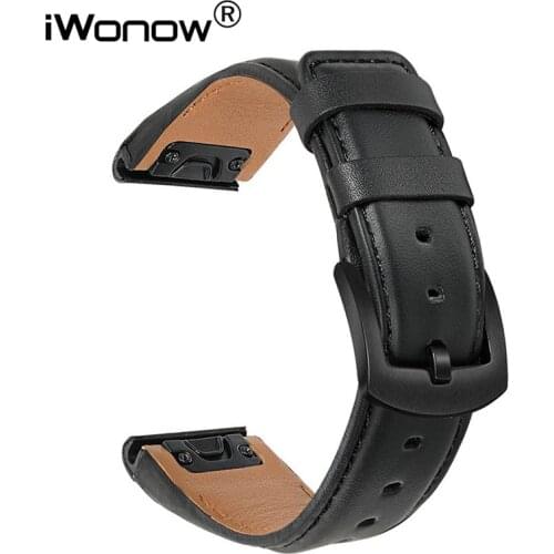 Quick Easy Fit Leather Watchband 22mm for Garmin Fenix 6 / 6 Pro / 6 Sapphire / 5 / 5 Plus / Forerunner 945/935 Watch Strap Band