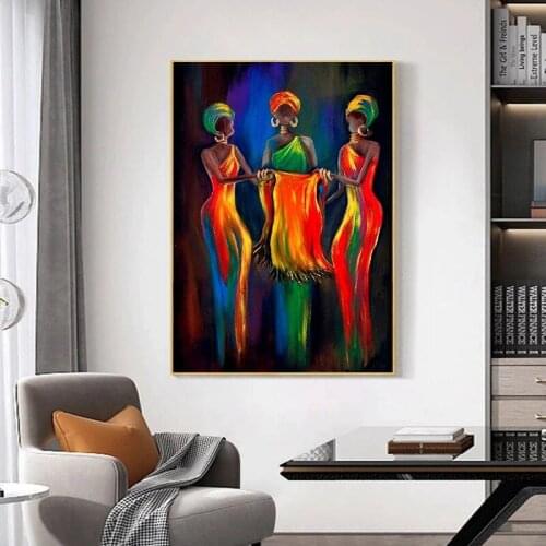 Modern Abstract Black Figure Art Canvas Painting African Woman Prints and Posters Wall Art Pictures for Living Room Home Decor