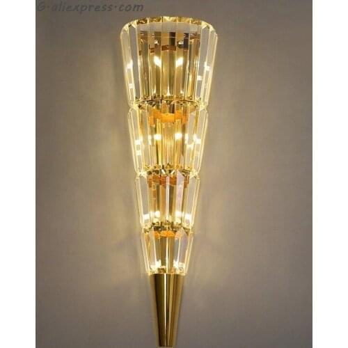 Golden modern wall lamp crystal light luxury Nordic living room decoration hotel LED lights