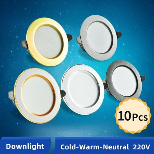 OK-B 10pcs/Lot LED Downlight LED Spot Light 3W 5W AC 220V 240V LED Panel Lamp Round Recessed Spoting 3000k 4500K 6000K Lighting