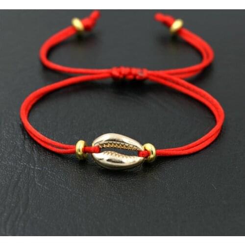 Bohemian Gold Color Shell Bracelet For Women Thin Red Rope Thread Bracelets For Couples Love Friendship Bracelet Jewelry Gift