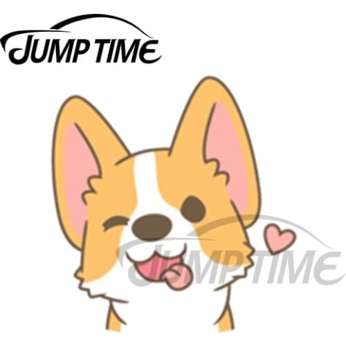 JumpTime 13 x 7.8cm For Cute Corgi Dog Car Stickers and Decals Animal Fashion Occlusion Scratch Waterproof Vinyl Decor