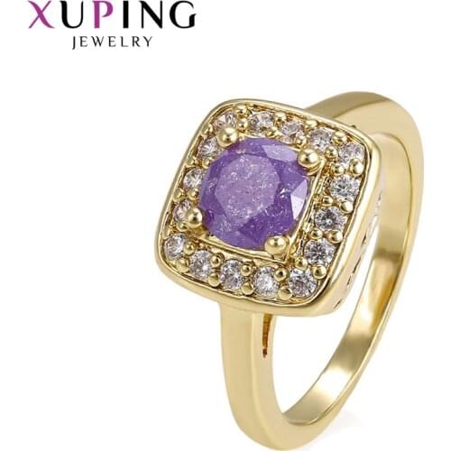 Xuping Fashion Elegant Rings Popular Design Light Yellow Gold Color Plated Ring Girl Women Christmas Jewelry Gift 15055