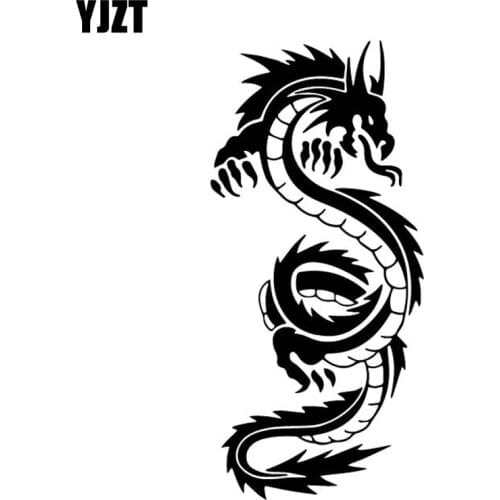 YJZT 8.2CM*17.6CM Mythical Animals Dragon Decor Creative Car Trunk Vinyl Decal Car Sticker Black/Silver C4-2133
