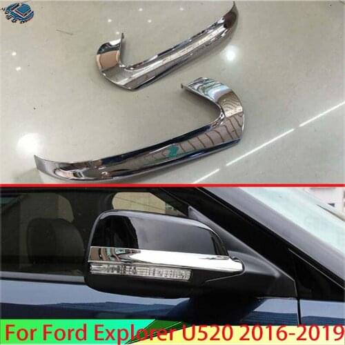 2Pcs Car Styling For Ford Explorer Sport 2016 2017 ABS Chrome Side Door Mirror Rubbing Strip Rearview Mirror Decoration Cover