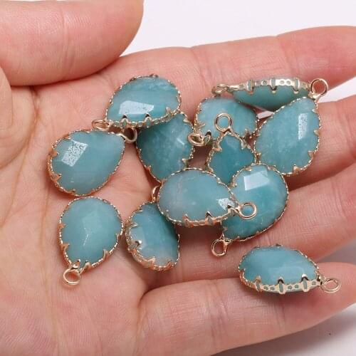 2Pcs Necklace Pendant For Jewelry Making Drop Shaped Section Lace Amazonite Pendant Necklace Handiwork Sewing Craft Accessory