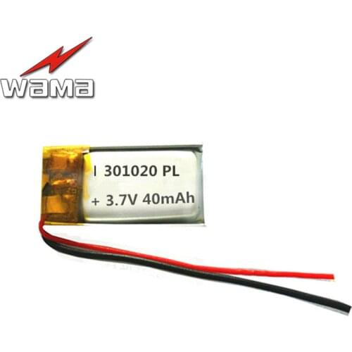 4pcs/lot Wama 301020 40mAh Li-ion Lithium Polymer 3.7V Rechargeable Batteries for Bluetooth Speakers Earphones MP4 MP3 GPS