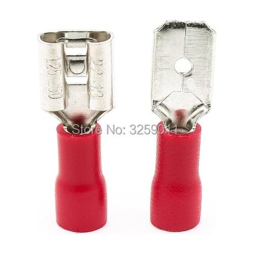 500PCS Pre-Insulating Butt Connector Crimp Terminal Male Female Joint 22-16 AWG MDD 1.25-250 FDD 1.25-250 red
