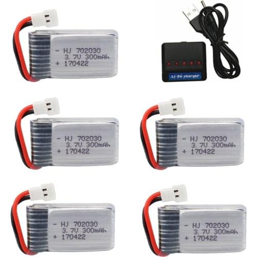 3.7V 300mAh Lipo Battery +charger set For Hubsan H107 Syma X11C FY530 Udi U816 U830 F180 E55 FQ777 FQ17W RC Drone 702030 Battery