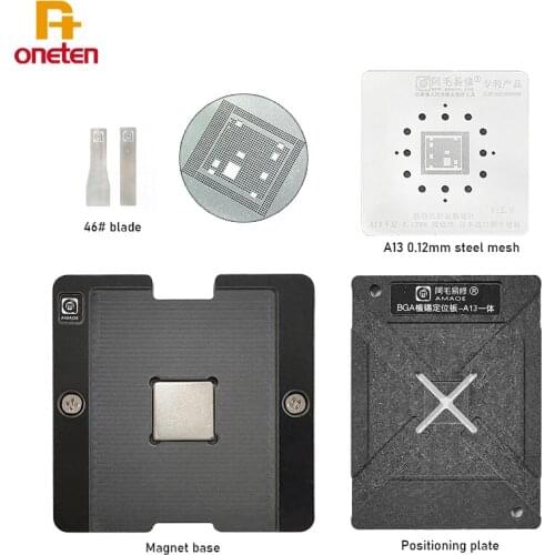 Amaoe A13 Magnetic BGA Tin Planting Platform For iPhone 11 A13 CPU Steel Mesh BGA Reballing Stencil Template Positioning Plate