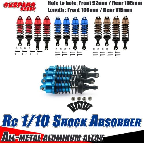 SURPASS HOBBY 4PCS Shock Absorber Alloy Metal Rear Shock Absorber Oil Damper for 1/10 RC Buggy Truck Rock Crawler Axial HSP