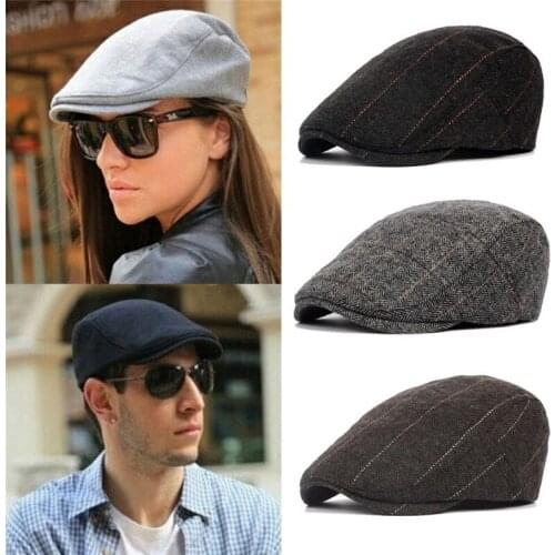England Style Men Woollen Berets Flat Cap Beret herringbone Newsboy Bakerboy Hat Gatsby Peaky Blinders Beret