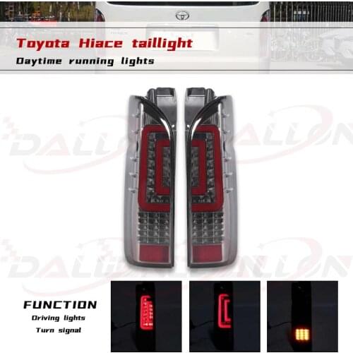 Car LED Tail Light Taillight For Toyota Hiace 2005 - 2017 2018 Rear Fog Lamp + Brake Light + Reverse + Dynamic Turn Signal