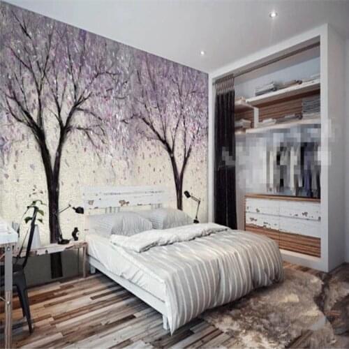 Seamless wallpaper Fantasy romantic lilac tree background wall custom high-end mural factory wholesale wall