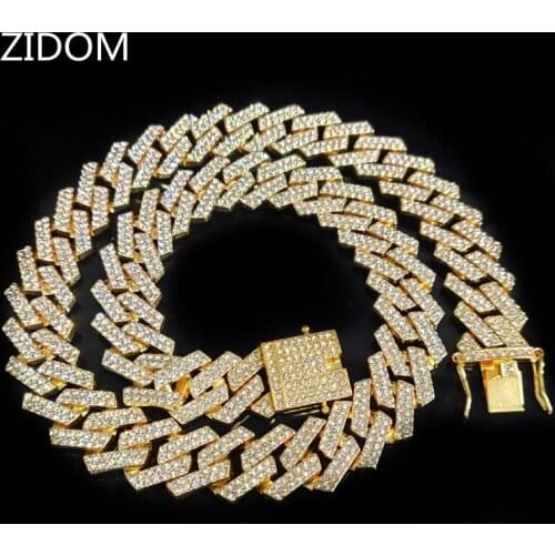 20mm Hip Hop Iced Out Bling Chain Necklace Men fashion HipHop rhombus Cuban Chains Necklaces Charm jewelry