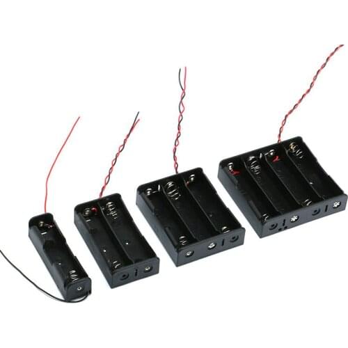 Black Plastic 1/2/3/4 x18650 Battery Storage Box Case 1 2 3 4 Slot Way DIY Batteries Clip Holder Container With Wire Lead Pin