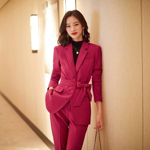 Business suit womens pants suit two-piece suit New style single-breasted ladies jacket for autumn and winter Slim trousers