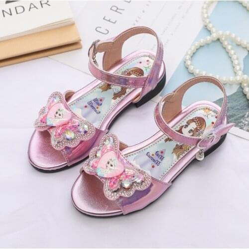 Disney Cartoon Children Frozen Aisha Princess Girls Non-slip Soft Bottom Crystal Sandals Party Show Shoes