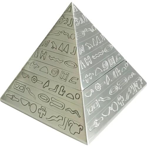 Egyptian Pyramid Ashtray With Cover Lid Zinc Alloy Pharaonic Relief