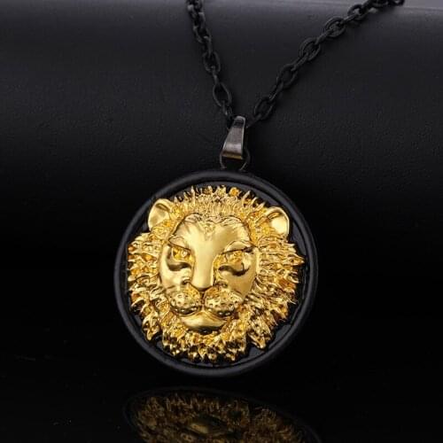 Classic Gold Color Dragon Carving CZ Lion Pendant Necklace Retro Punk Cool Street Jewelry Mens Hip Hop Rock Driver Jewelry