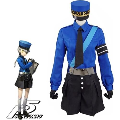 Game Persona 5 Justine Cosplay Costumes Blue Gemini Guard Uniform Suit Halloween Party Costumes