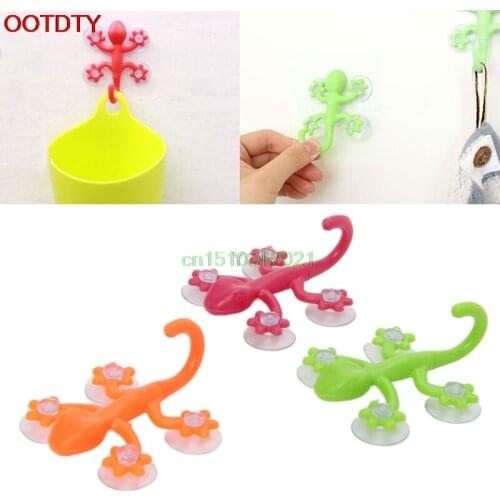 Hook Gecko Powerful Plastic Four Suction Cups Hook Wall Hanger Decoration Bathroom
