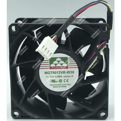 Magic MGT8012VB-W38 DC 12V 2.80A 80X80X38mm 4-Wire Server Cooling Fan