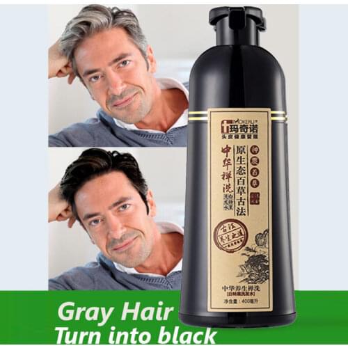 Mokeru 500ml Herbal Natural Fast Dye White Grey Hair Removal Dye Coloring Black Hair Color Dye Shampoo for Woman Men