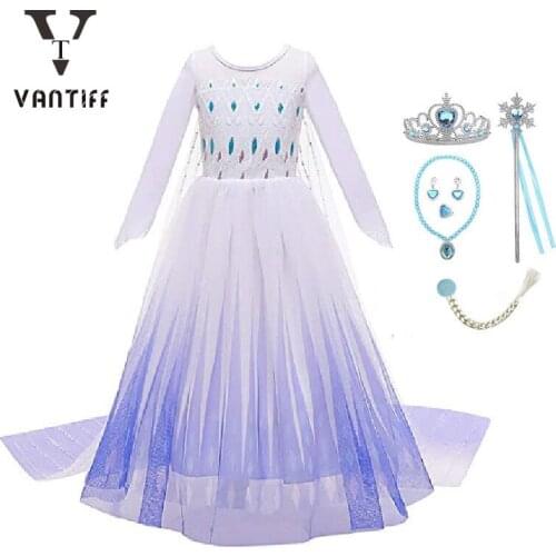 New Fancy Princess Dresses for Girls Long White Cloak Dress Halloween and Christmas Cosplay Costume Birthday Party Clothes