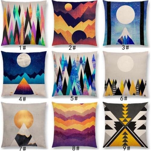 New Sun Moon Dreamy Peaks Colorful Triangle Mountains Surrealism Geometric Pattern Cushion Cover Sofa Throw Pillow Case