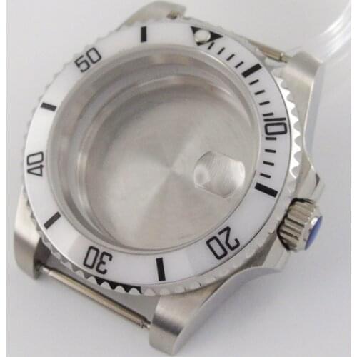 New Steel 40mm Watch Case for NH35 NH36 Screw Seeing Back 316L Alloy Black Insert Unidirectional Bezel Insert