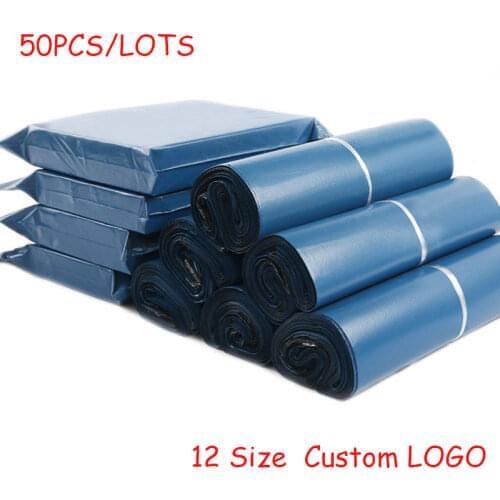 50Pcs/lot Plastic Express Courier Bag Blue Poly Mailer Envelope Storage Bags Waterproof Self Adhesive Seal Pouch Packaging Bag