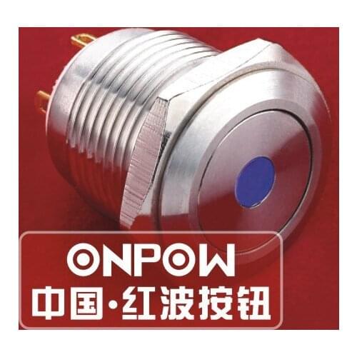 ONPOW 16mm Pin terminals Dot illuminated Stainless steel Momentary Push button switch (GQ16F-10D/J/B/12V/S) CE,ROHS