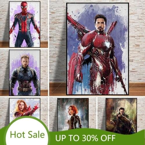Disney Classic Marvel Picture Avengers Superhero Movie Poster Canvas Painting Wall Art Spiderman Iron Man Living Kid Room Decor