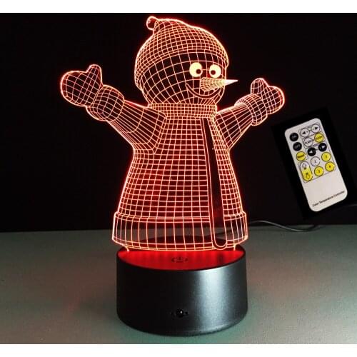 Snowman 3D USB LED Remote Touch Switch Night light Home Decoration Colorful Atmosphere Bedroom lamp as Christmas 7 Colors Gift