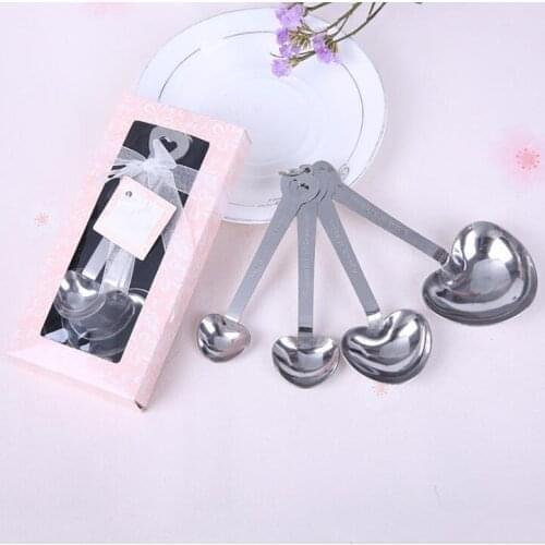 Wedding Party Gifts Heart Shaped Measuring Spoons in beautiful gift package wedding souvenir giveaway supplies LX1499