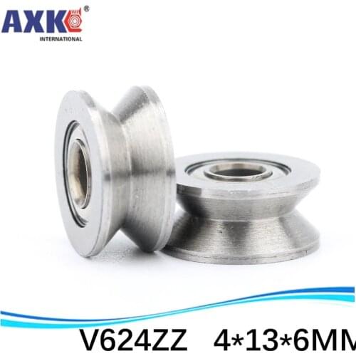 V624ZZ V groove roller wheel ball bearings 4*13*6 mm embroidery machine pulley bearing V624 624VV (Carbon steel) 4X13X6 MM