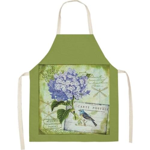 Vintage Flowers Aprons Women Men Rose Cotton Linen Aprons for Kitchen Home Cooking Baking Cleaning Accessories